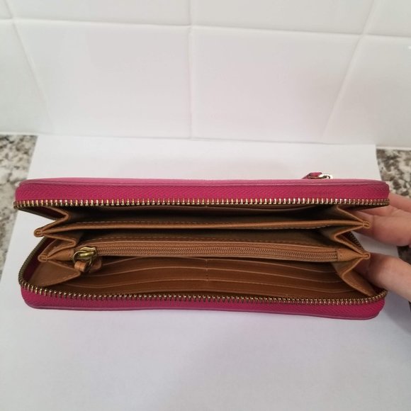 Fossil Pink Leather Ziparound Accordion Wallet - Picture 3 of 8